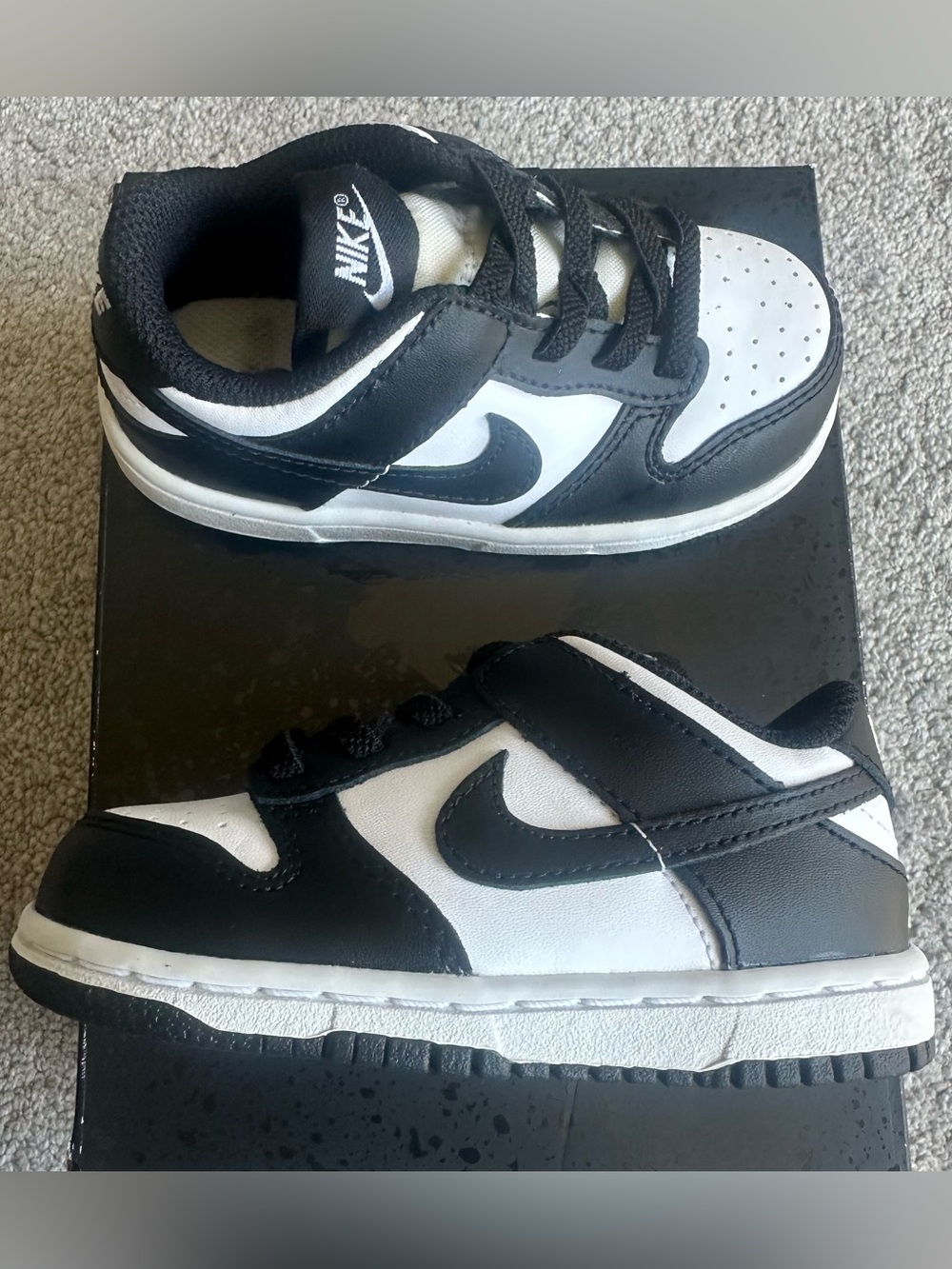 Nike Dunk Low Panda Kids Black White Sneakers Like New 7C